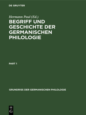 cover image of Begriff und Geschichte der germanischen Philologie